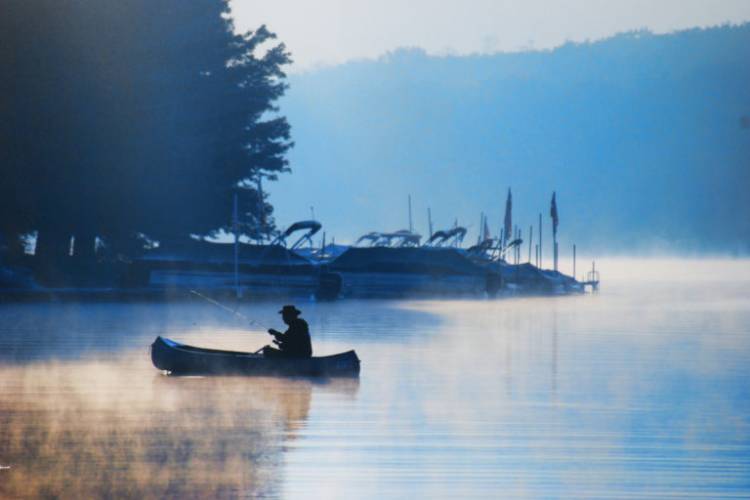 Fisherman on Deep Creek Lake Morning Fishing on Deep Creek Lake