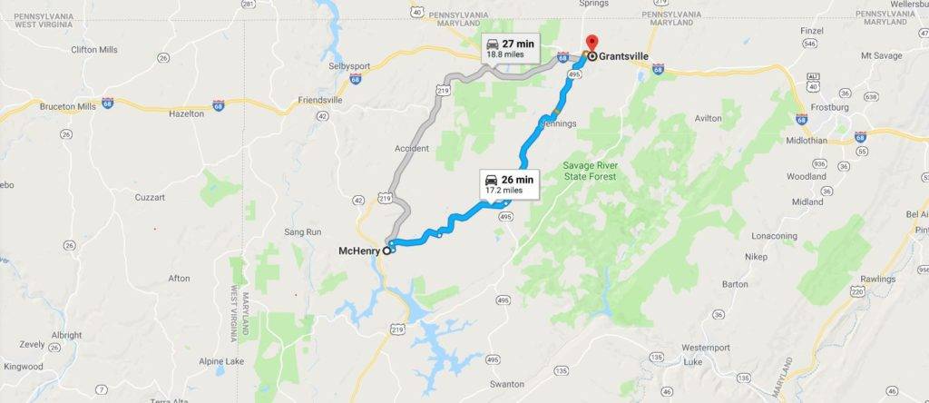 Map from Deep Creek Lake to Grantsville Map from Deep Creek Lake to Grantsville