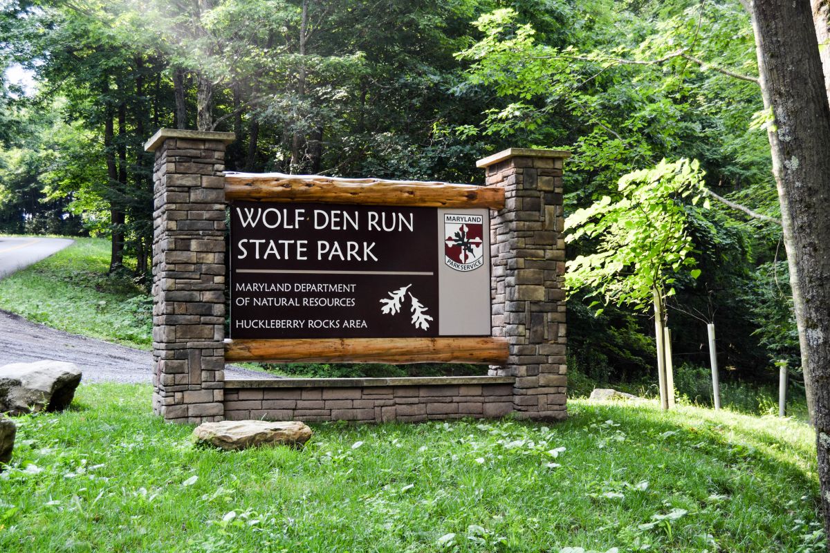 Entrance to Wolf Den Run State Park MD Entrance to Wolf Den State Park
