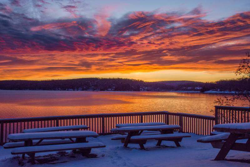 Sunrise over Deep Creek Lake in Winter