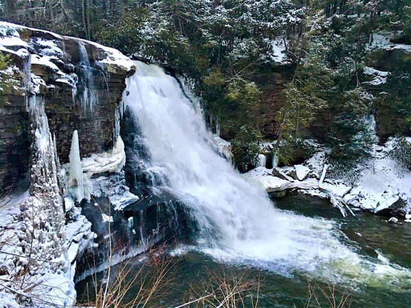 Winter at Muddy Creek Falls Winter Waterfall near Deep Creek Lake