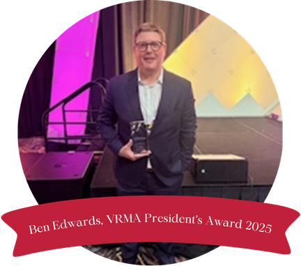 Ben Edwards accepting the VRMA President's Award 2025